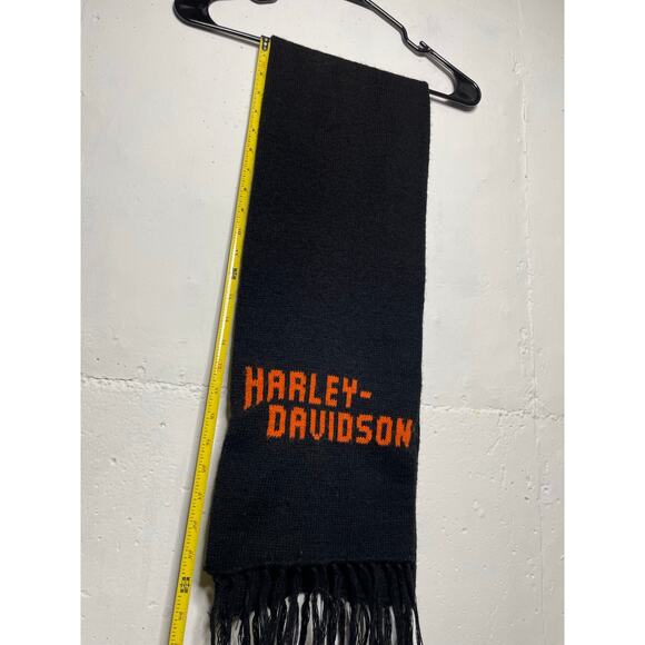 Vintage Harley- Davidson Acrylic Scarf Black Orange made in USA - Picture 7 of 8